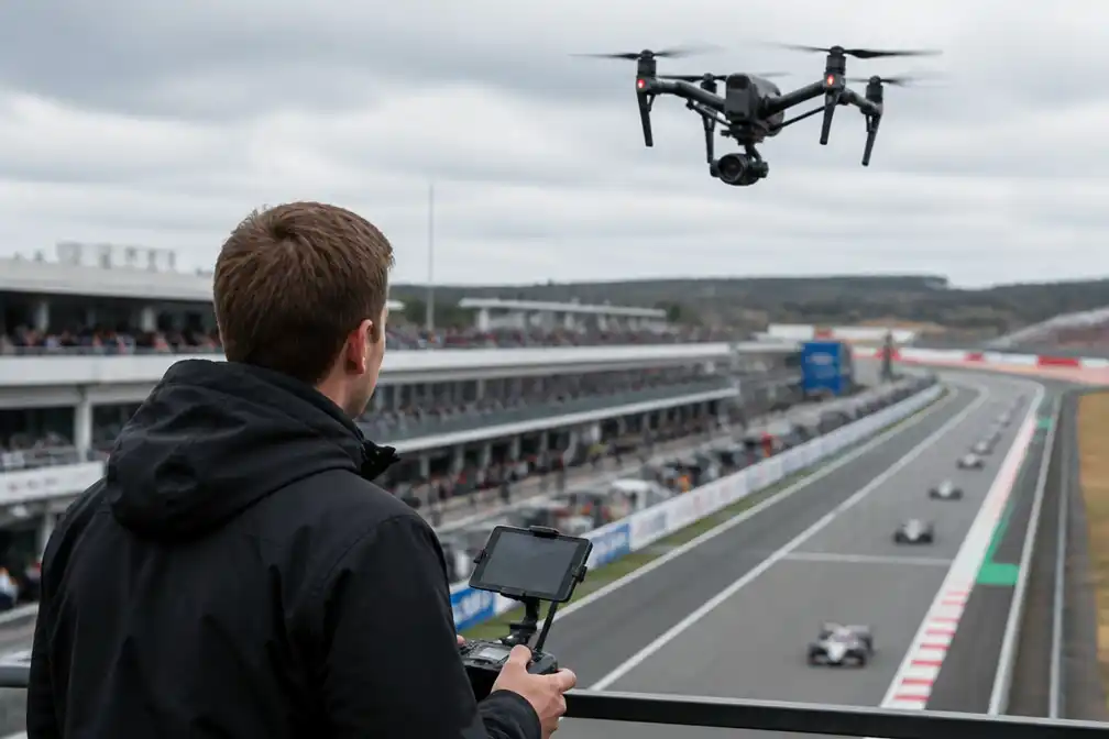 Nederlandse drone-piloot Ralph Hogenbirk maakt spectaculaire Formule 1-beelden