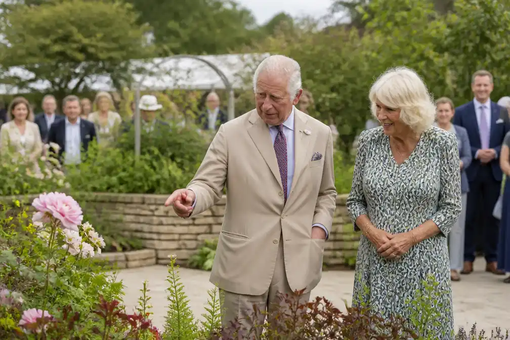 Koning Charles prijst deels zelf ontworpen tuin op Sandringham Flower Show