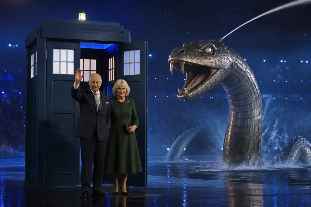 Koning Charles stapt uit Tardis bij opening Gemenebestspelen in Glasgow