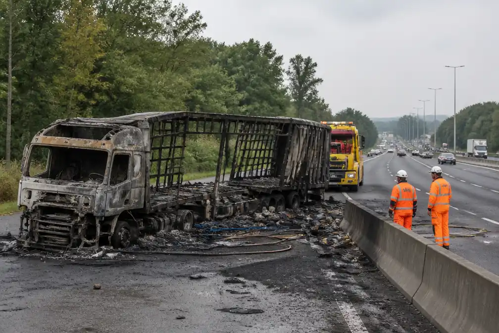 E17 bij Beervelde nog afgesloten na vrachtwagenbrand, politie maakt pechstrook vrij