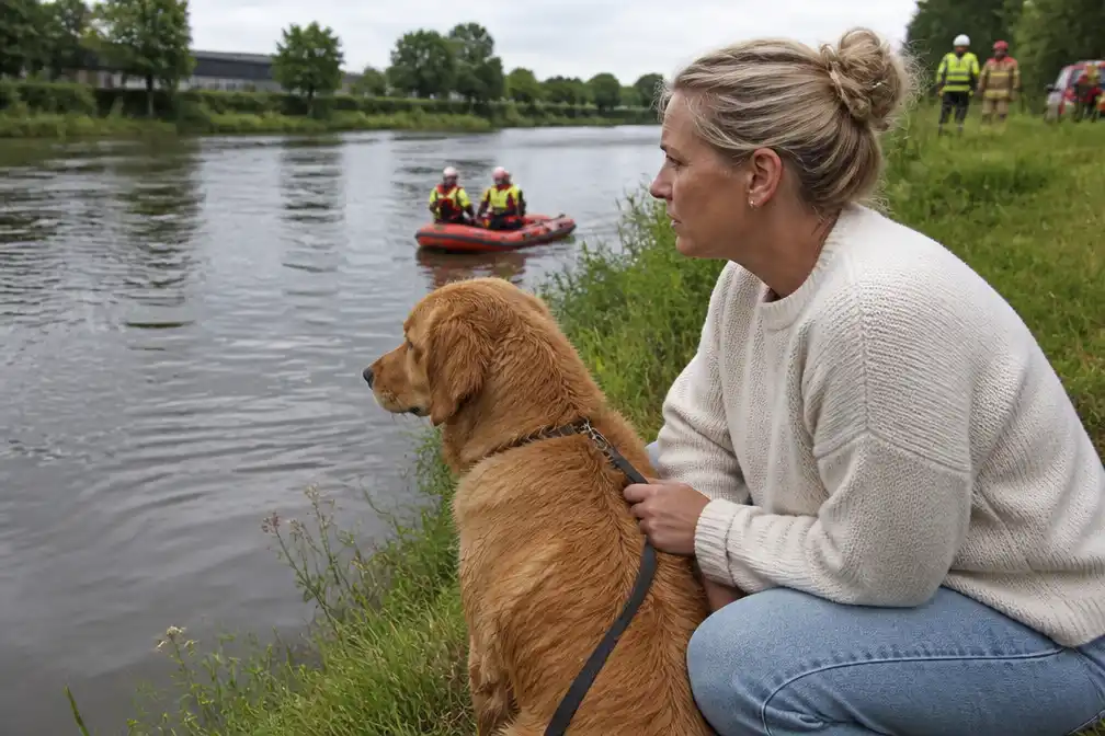 Vrouw en hond redden fietser uit Leie in Harelbeke
