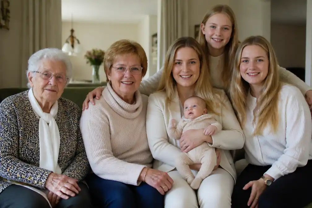 Vijf generaties vrouwen in Zeeuwse familie: 87 jaar verschil tussen oudste en jongste