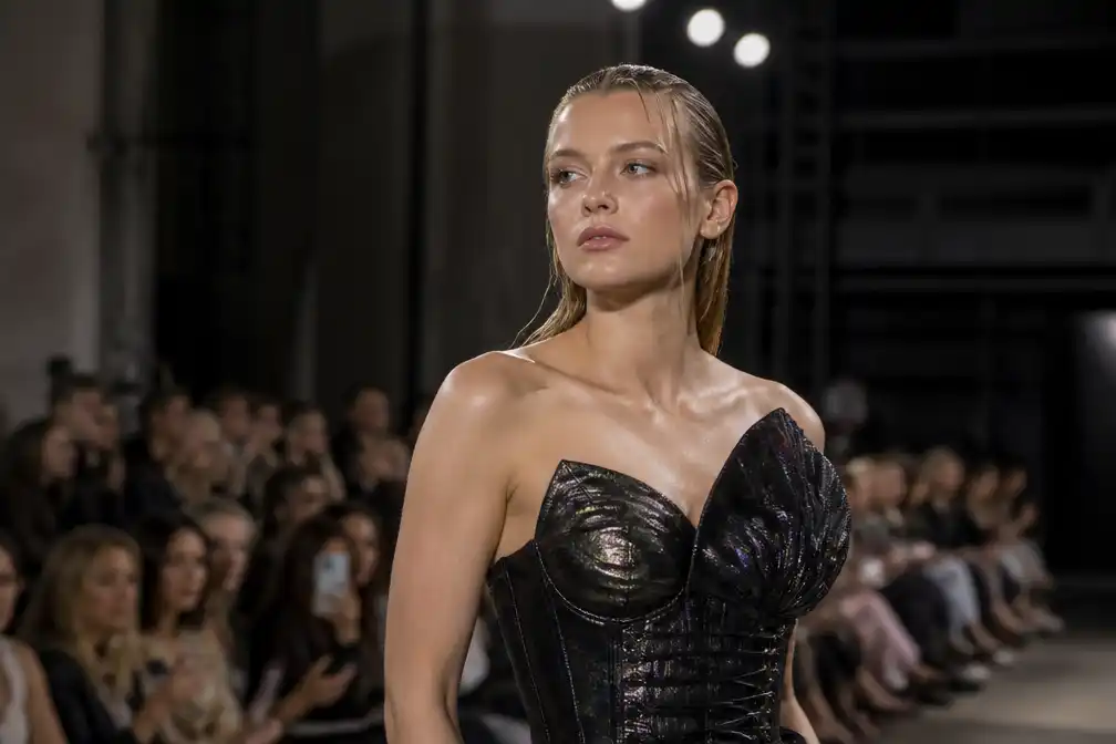 Zangeres Maan de Steenwinkel model bij jubileumshow Tess van Zalinge in Utrecht