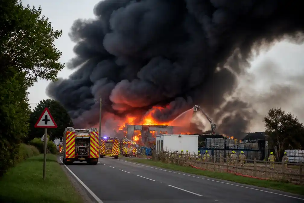 Grote explosie en brand bij industrieel pand in Essex dwingt evacuaties af