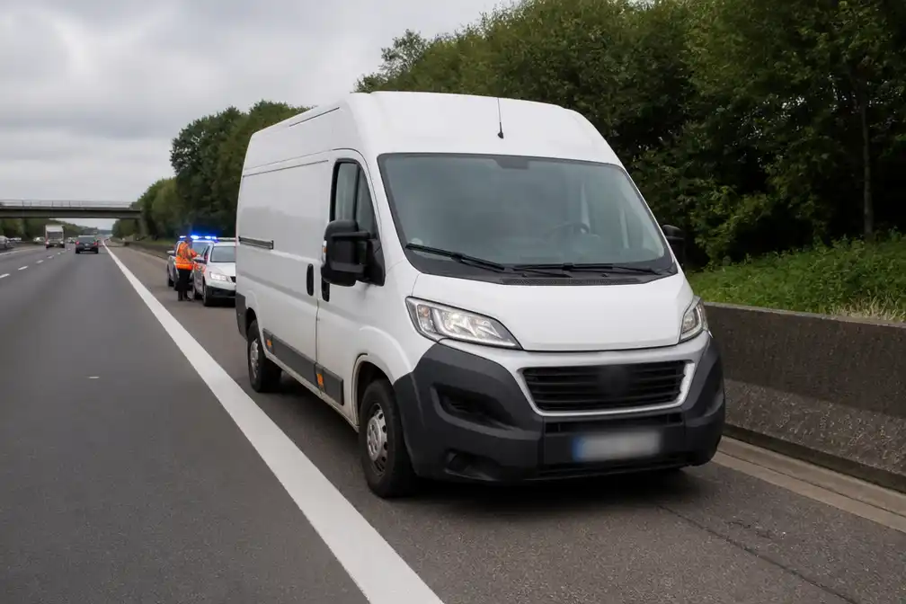 Gestolen bestelwagen langs snelweg teruggevonden nadat dieven zonder brandstof vielen