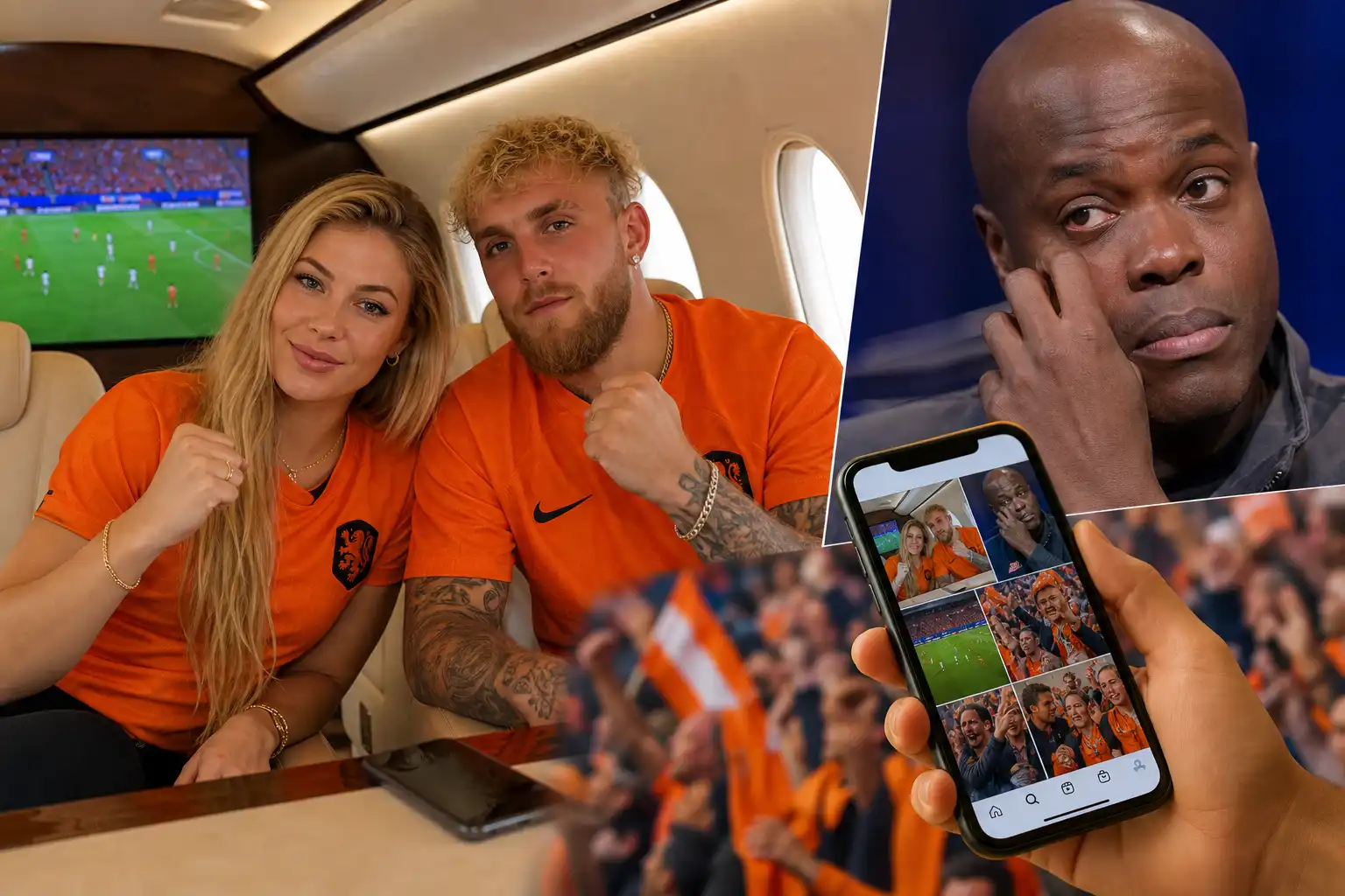 Jutta Leerdam en Jake Paul moedigen Oranje aan vanuit privéjet; Jandino Asporaat in tranen