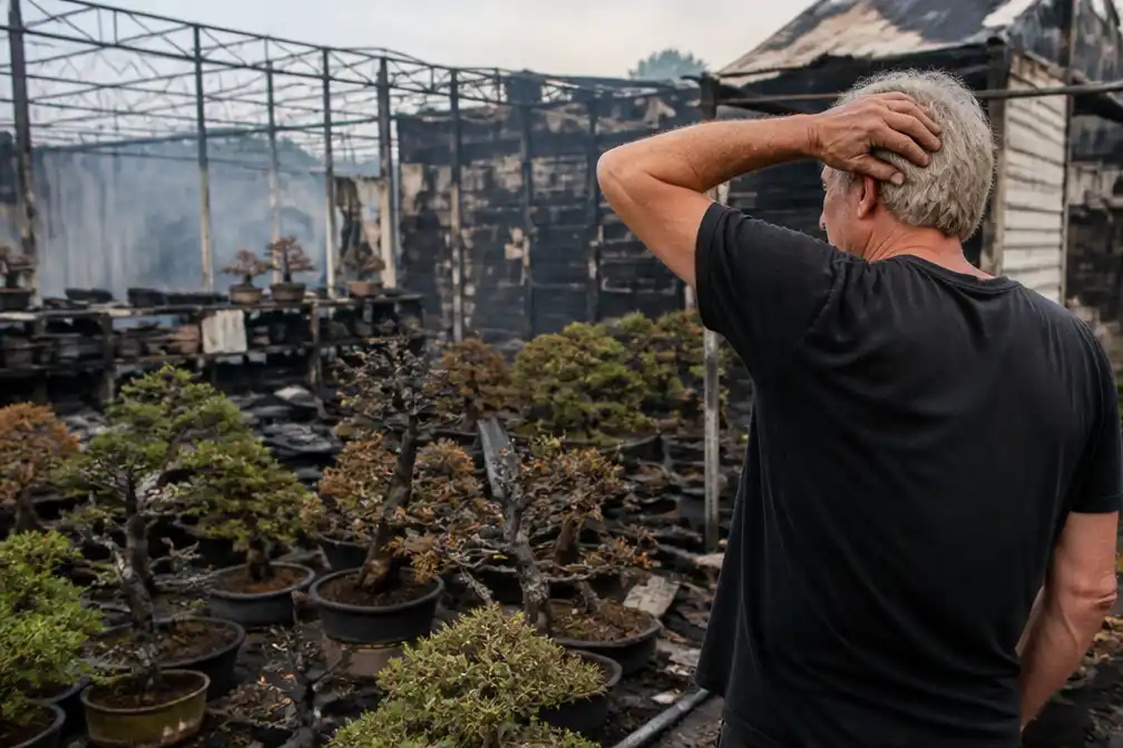 Brand verwoest honderden bonsaibomen, 30 jaar werk in 5 minuten