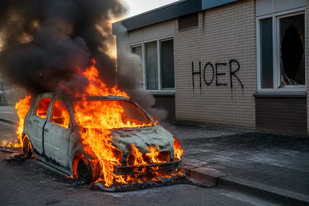 AZC-protesten escaleren met brandende auto en bekladding, kabinet vraagt om tijd