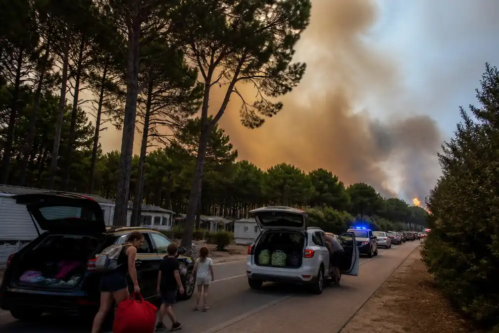 Nederlandse toeristen bij Lacanau opnieuw geëvacueerd na draaiende wind bij bosbrand