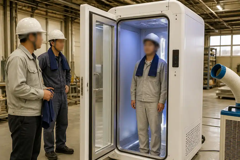 Japans bedrijf presenteert 'mensenkoelkast' om werknemers snel te koelen