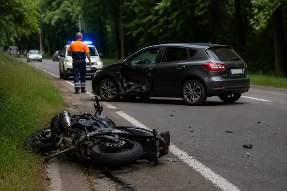 Motorrijder (27) zwaargewond na aanrijding door draaiende auto in Scherpenheuvel-Zichem