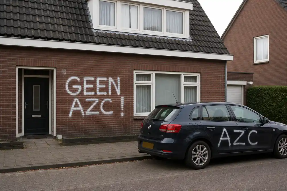 Premier Jetten hekelt 'lelijk vandalisme' tegen huizen om azc in Engelen