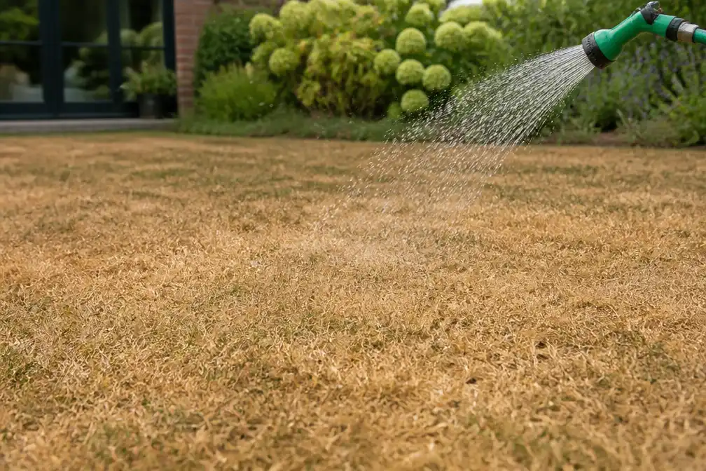 Tuinexperts: Sproeien van droog gazon in zomer helpt nauwelijks, gras wordt alleen iets minder bruin