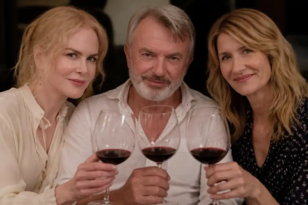 Kidman en Dern toasten op Sam Neill met zijn eigen pinot noir na overlijden aan longontsteking